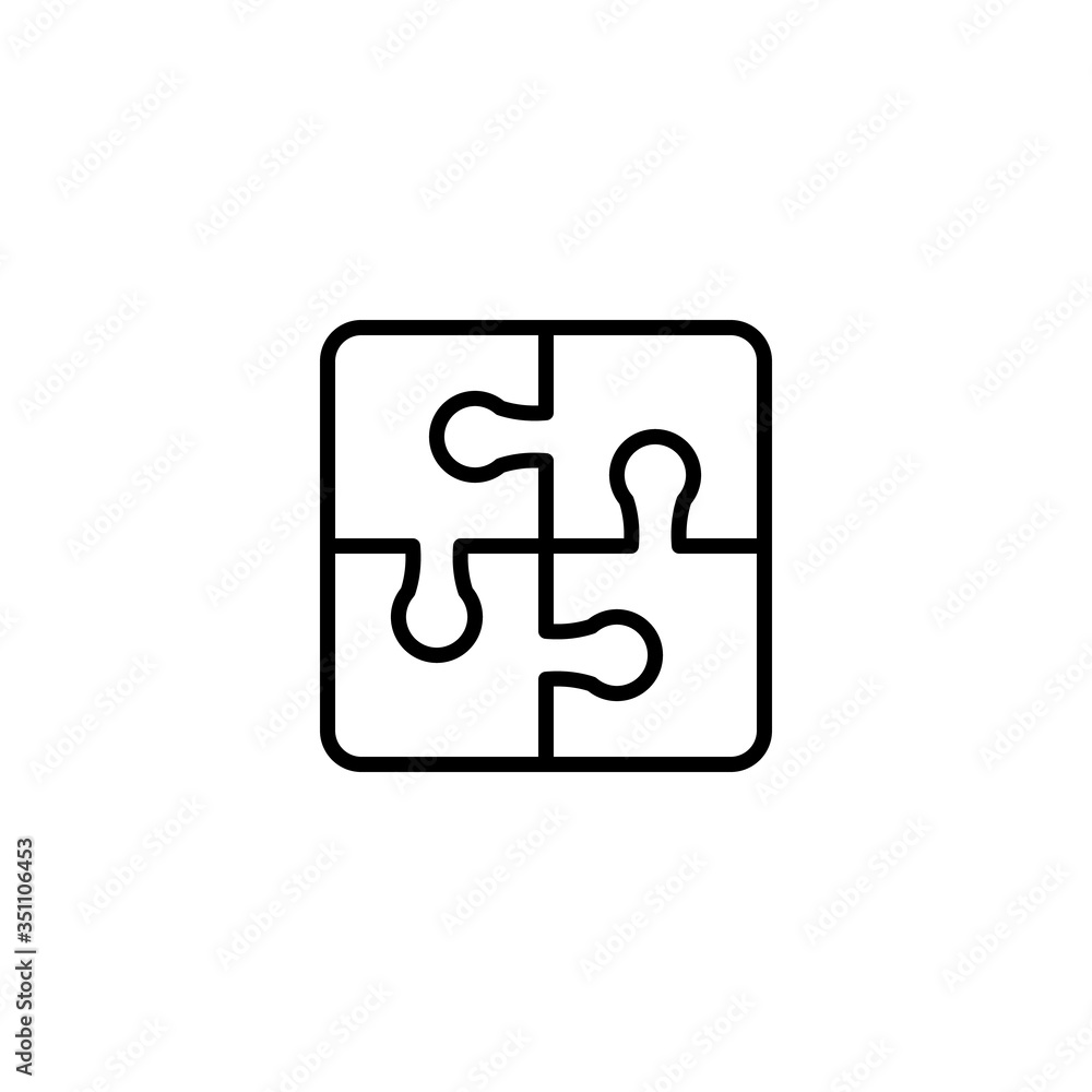 Puzzle line icon. Jigsaw and game, connection symbol. logo. Outline design editable stroke. For yuor design. Stock - Vector illustration.