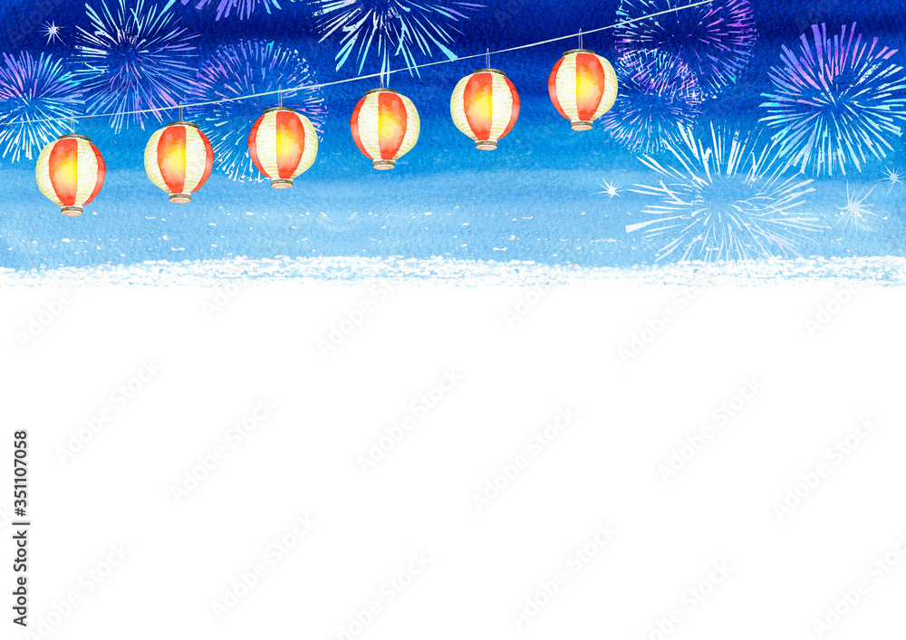 提灯 花火 夏 祭 水彩 イラスト Stock Illustration Adobe Stock