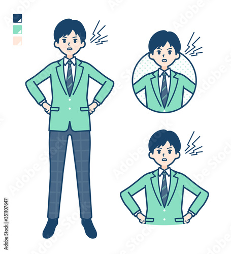 simple school boy Green Blazer_anger