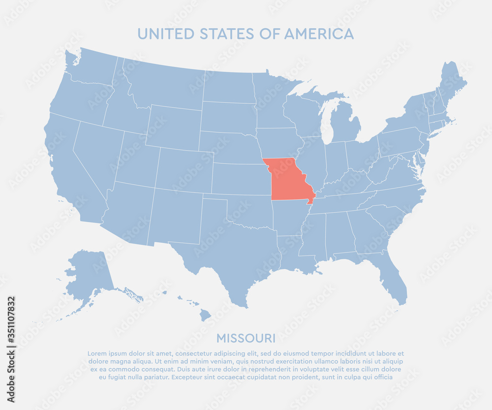 United states of America state Missouri USA map