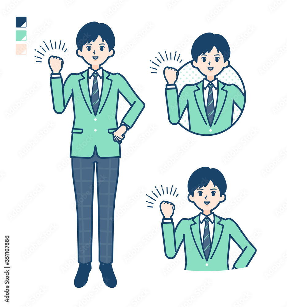 simple school boy Green Blazer_fist-pump simple school boy Green Blazer_fist-pump