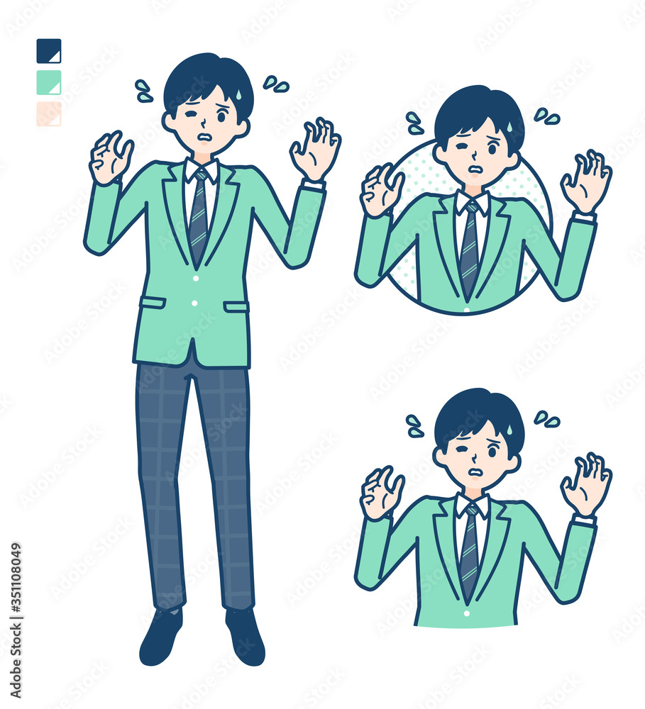 simple school boy Green Blazer_panic simple school boy Green Blazer_panic