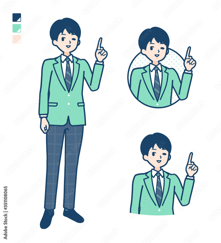 simple school boy Green Blazer_pointing-hand-sign simple school boy Green Blazer_pointing-hand-sign