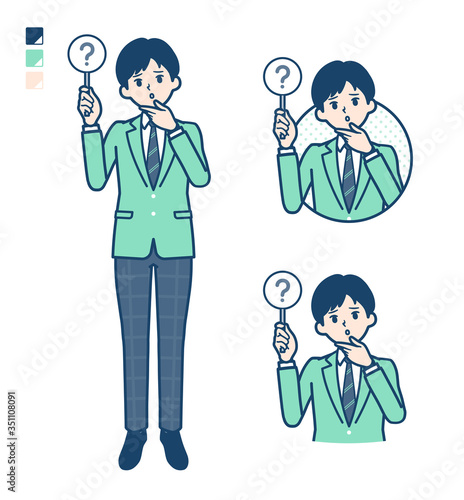 simple school boy Green Blazer_question-panel