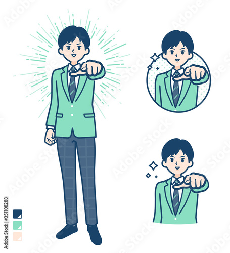 simple school boy Green Blazer_want-you