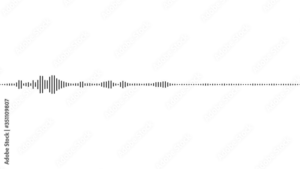 Soundwave or equalizer, a black line on a white background, creating an audio visualization effect. 4K UHD Soundwave or equalizer, a black line on a white background, creating an audio visualization effect. 4K UHD