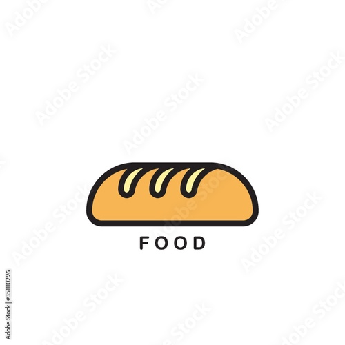Cartoon illustration of french loaf, logo.