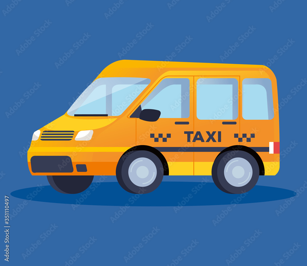 taxi van public transport vehicle vector illustration design