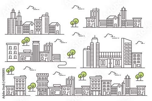 Vector Illustration :  City design with a thin line style