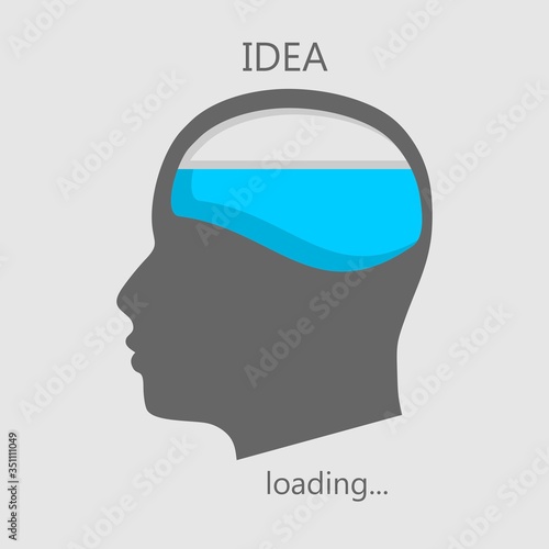 Illustration of brainwork, idea appearance. Progress or loading bar.
