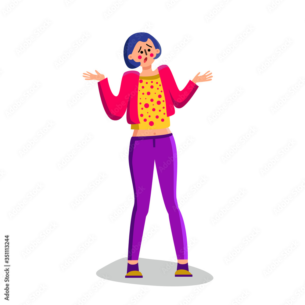 Shrugging Shoulders Confused Young Woman Vector Illustration Shrugging Shoulders Confused Young Woman Vector Illustration
