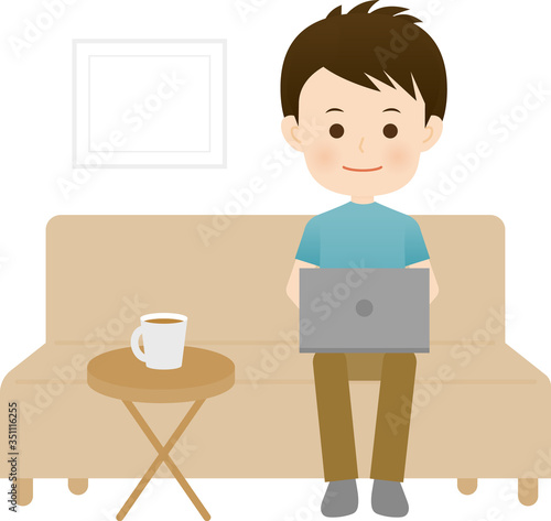 リモートワークをする男性