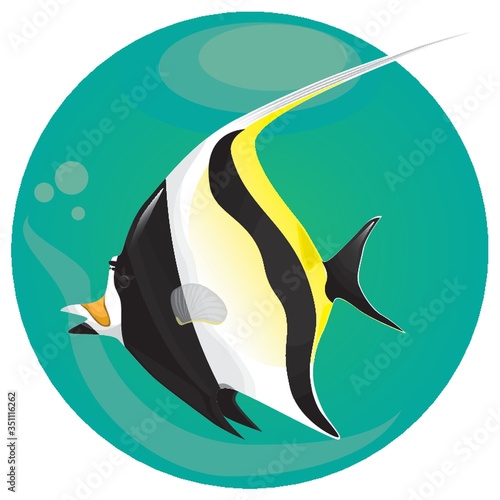 A moorish idol fish illustration.