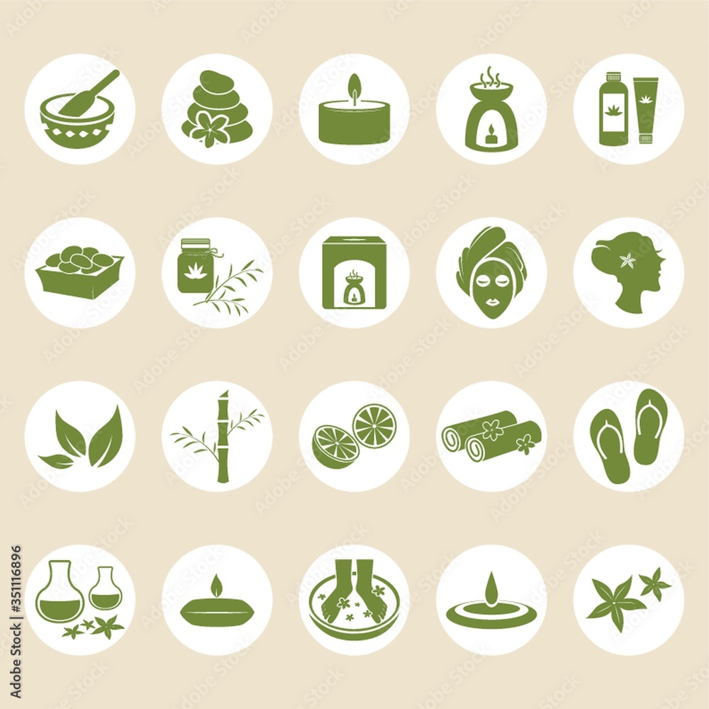 A collection of spa icons set. A collection of spa icons set.