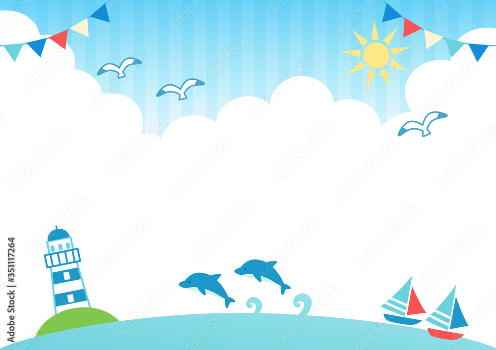 夏空と海 風景・背景 サマーカード 夏空と海 風景・背景 サマーカード