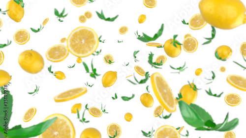 Fototapeta Naklejka Na Ścianę i Meble -  Lemon and mint. Depth of Field on c03 v04