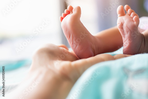 Cute asian baby newborn close up