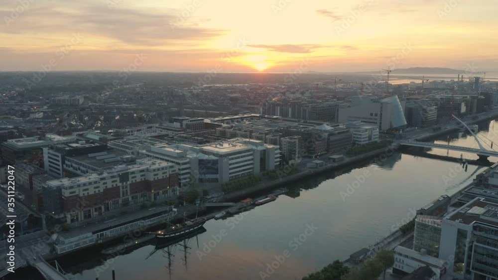 Aerial view, Dublin City Centre, Sunrise shot in 4K. Aerial view, Dublin City Centre, Sunrise shot in 4K.