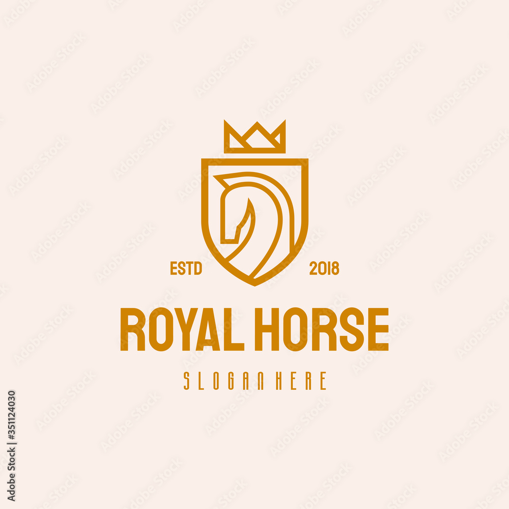 Royal Horse logo hipster retro vintage vector template, Horse Shield ...