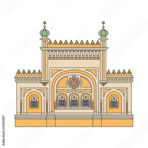 Synagogue architecture building cartoon sketch vector illustration isolated.