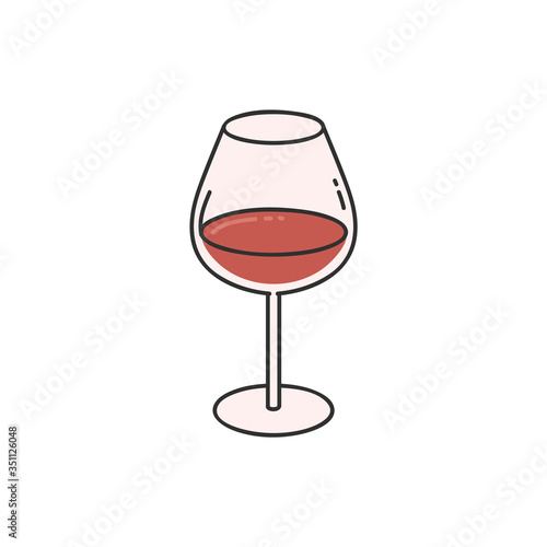 Wineglass with red wine cartoon sketch icon vector illustration isolated.