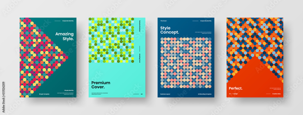 Company identity brochure template collection. Business presentation vector A4 vertical orientation front page mock up set. Corporate report cover abstract geometric illustration design layout bundle. Company identity brochure template collection. Business presentation vector A4 vertical orientation front page mock up set. Corporate report cover abstract geometric illustration design layout bundle.