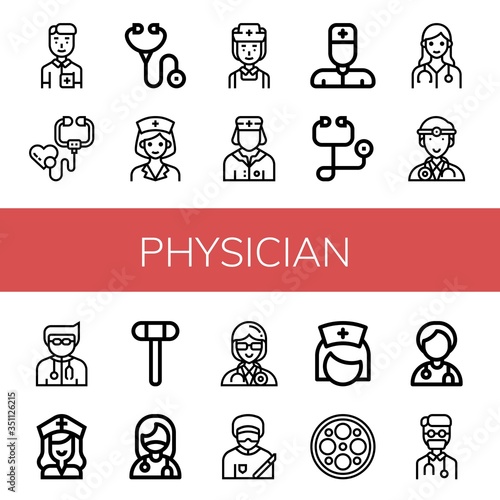 physician simple icons set