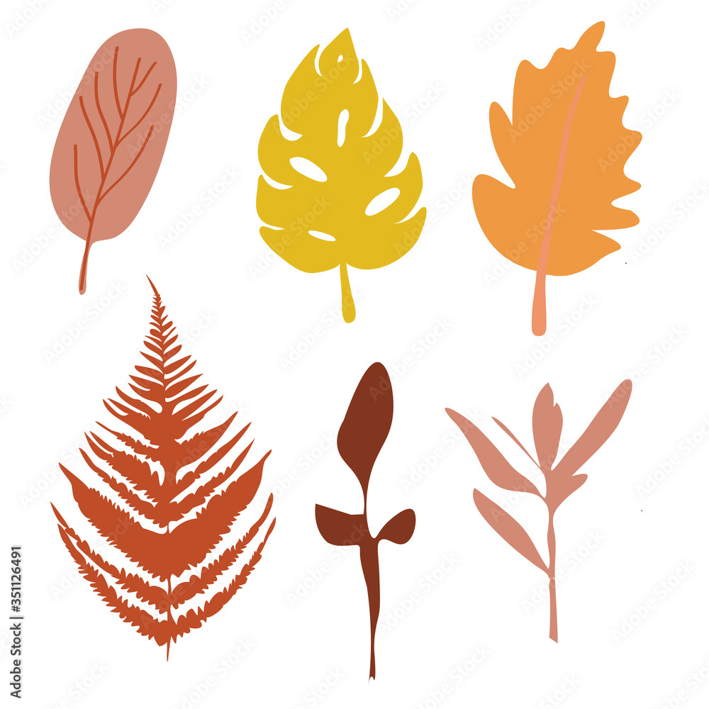 Colorful autumn leaves set isolated on white background. Flat style, vector illustration. Colorful autumn leaves set isolated on white background. Flat style, vector illustration.