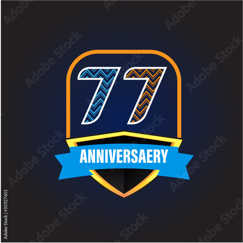 77 years anniversary celebration logo vector template design