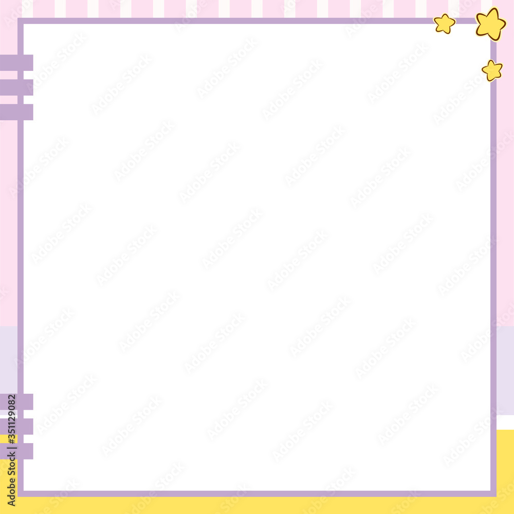 Vector printing paper note. Kawaii blank for drawing, sketchbook, notebook, diary, letters, planners, notes. Cute design with yellow-pink background, clips and stars on paper Vector printing paper note. Kawaii blank for drawing, sketchbook, notebook, diary, letters, planners, notes. Cute design with yellow-pink background, clips and stars on paper