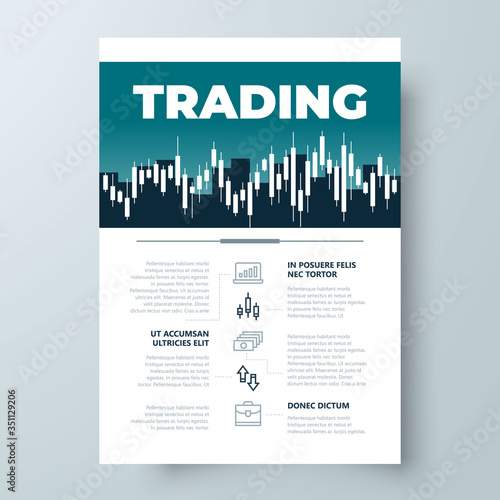  Flyer exchange theme Cover design template candlestick chart diagram