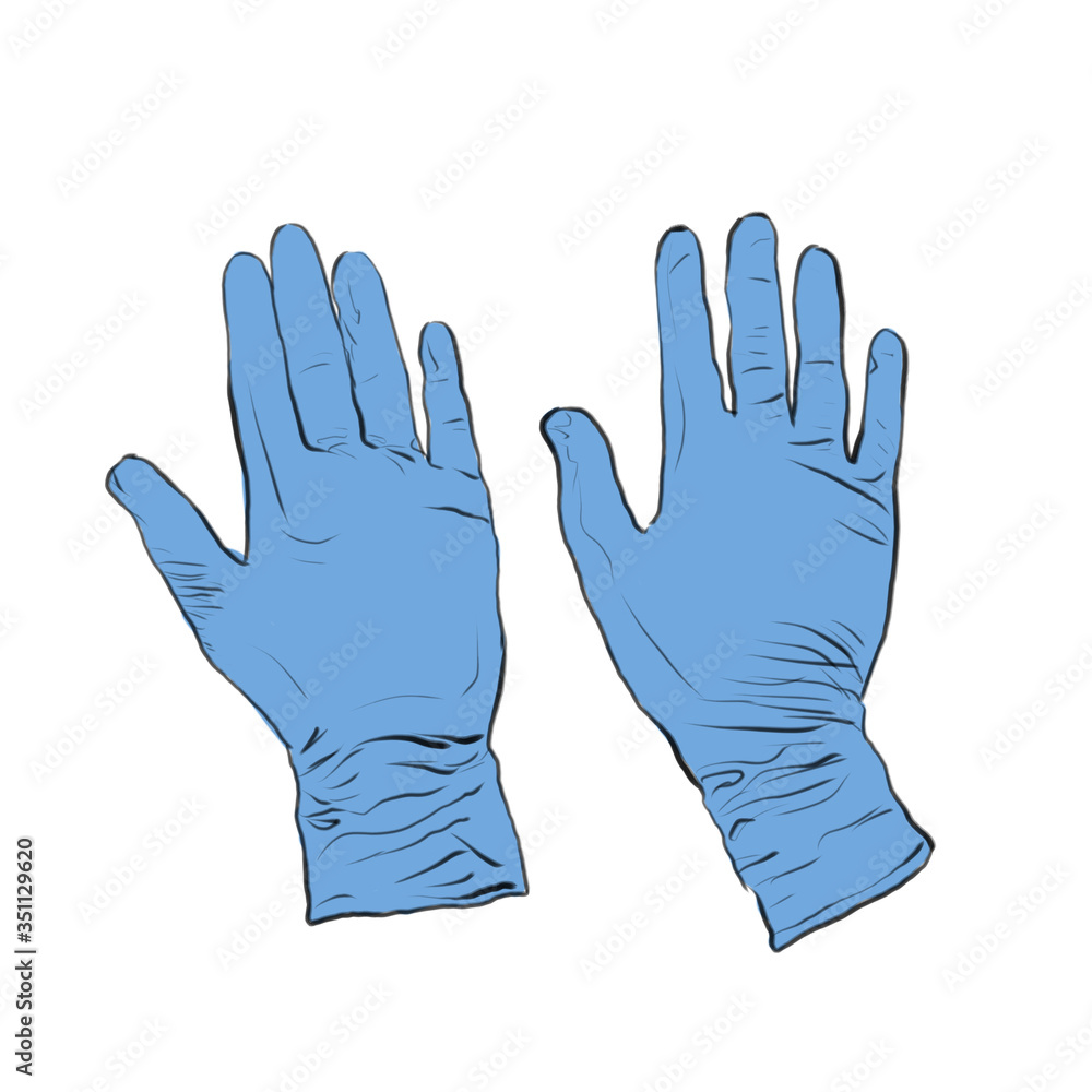 Obraz premium latex gloves different hand positions. drawing without background