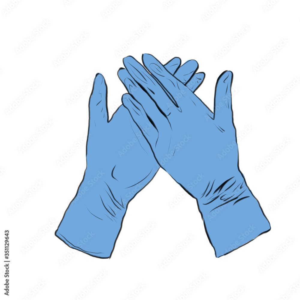 latex gloves different hand positions. drawing without background latex gloves different hand positions. drawing without background