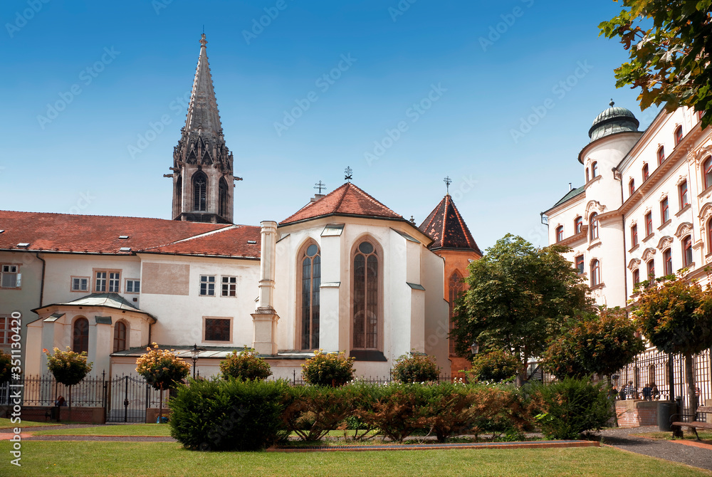View of the Franciscan church of the Annunciation and monastery  (13th century) in Bratislava, Slovakia
