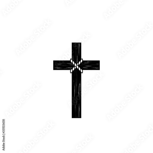 Christian Wooden Cross isolated on white background