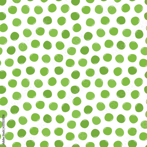 Green peas vector seamless pattern background.
