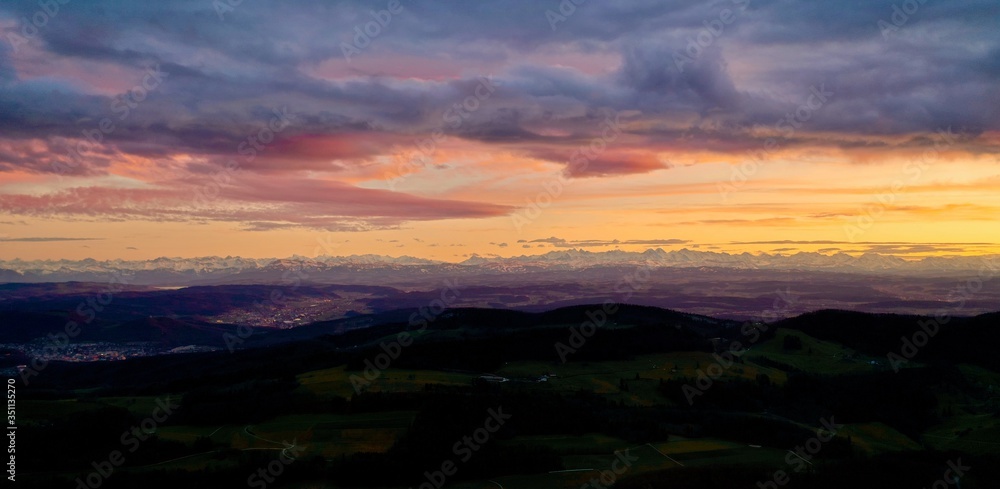 Sunset above Switzerland