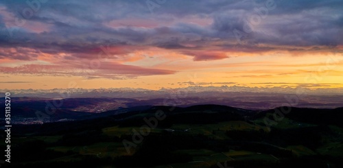 Sunset above Switzerland