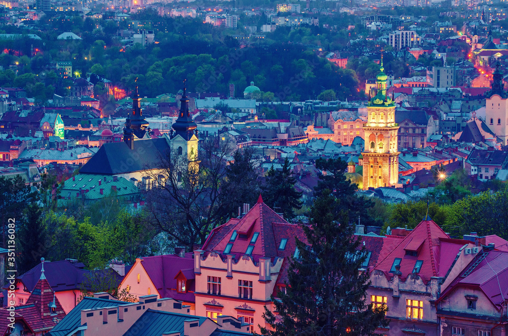 Night Lviv view