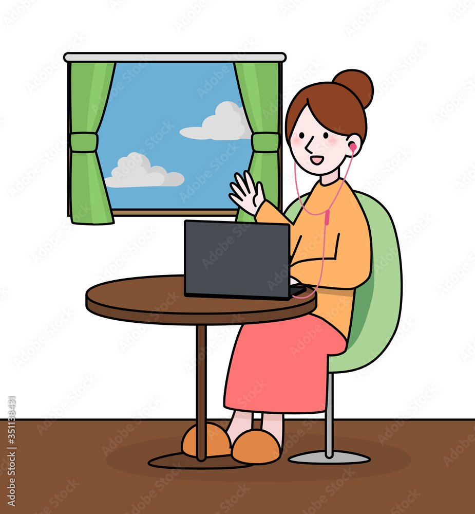 在宅勤務 テレワーク をする女性のベクターイラスト Stock Vector Adobe Stock 在宅勤務 テレワーク をする女性のベクターイラスト Stock Vector Adobe Stock
