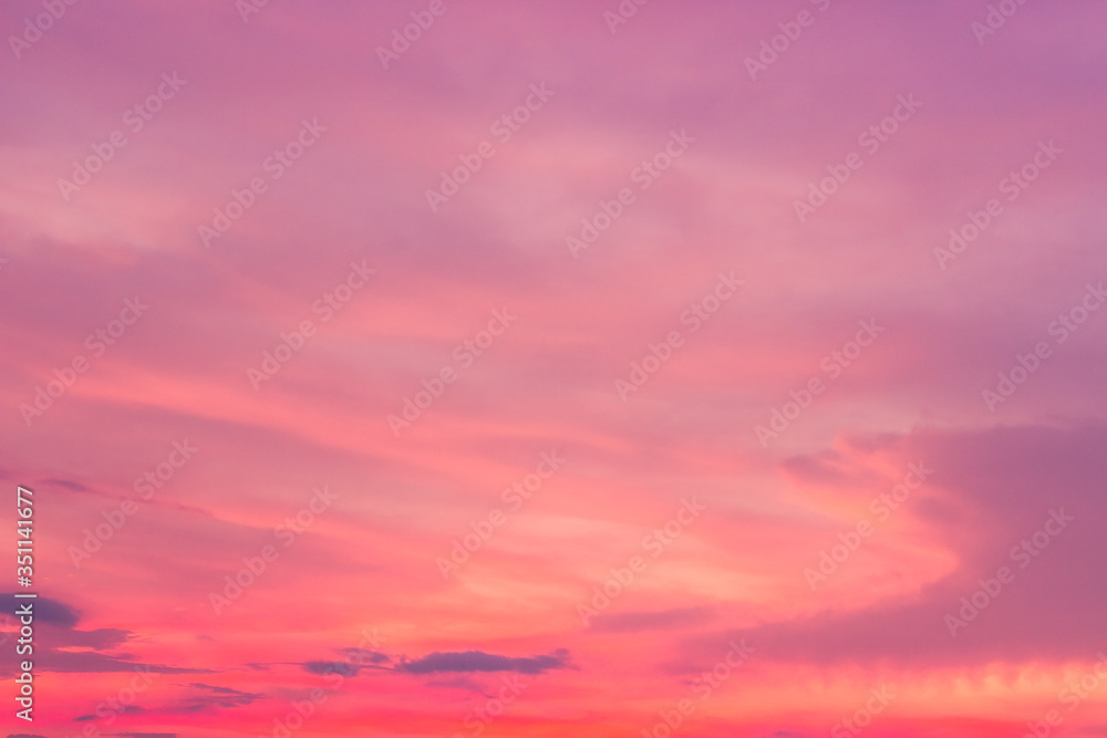 sunset sky with clouds, pink clouds fluffy