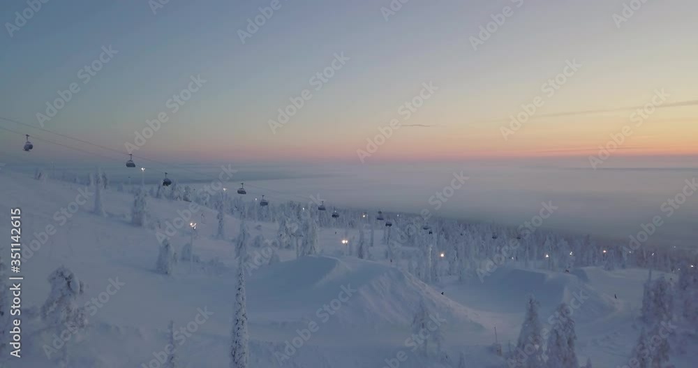 Ariel view of snowpark fun in Lapland Finland during a beautifull sunset. Ariel view of snowpark fun in Lapland Finland during a beautifull sunset.