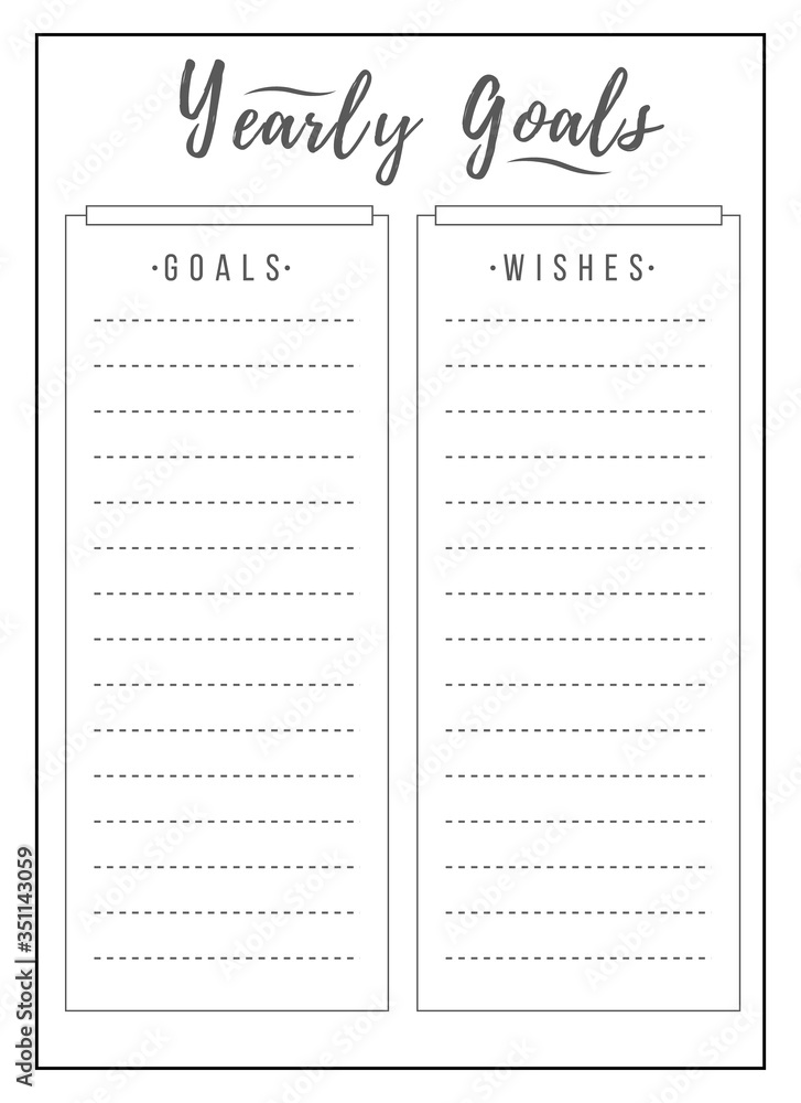 Yearly schedule minimalist planner page design. List grid to plan ...