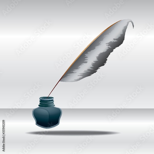 ink bottle with quill