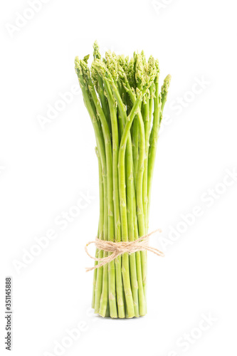 Fresh green asparagus isolated on white background    