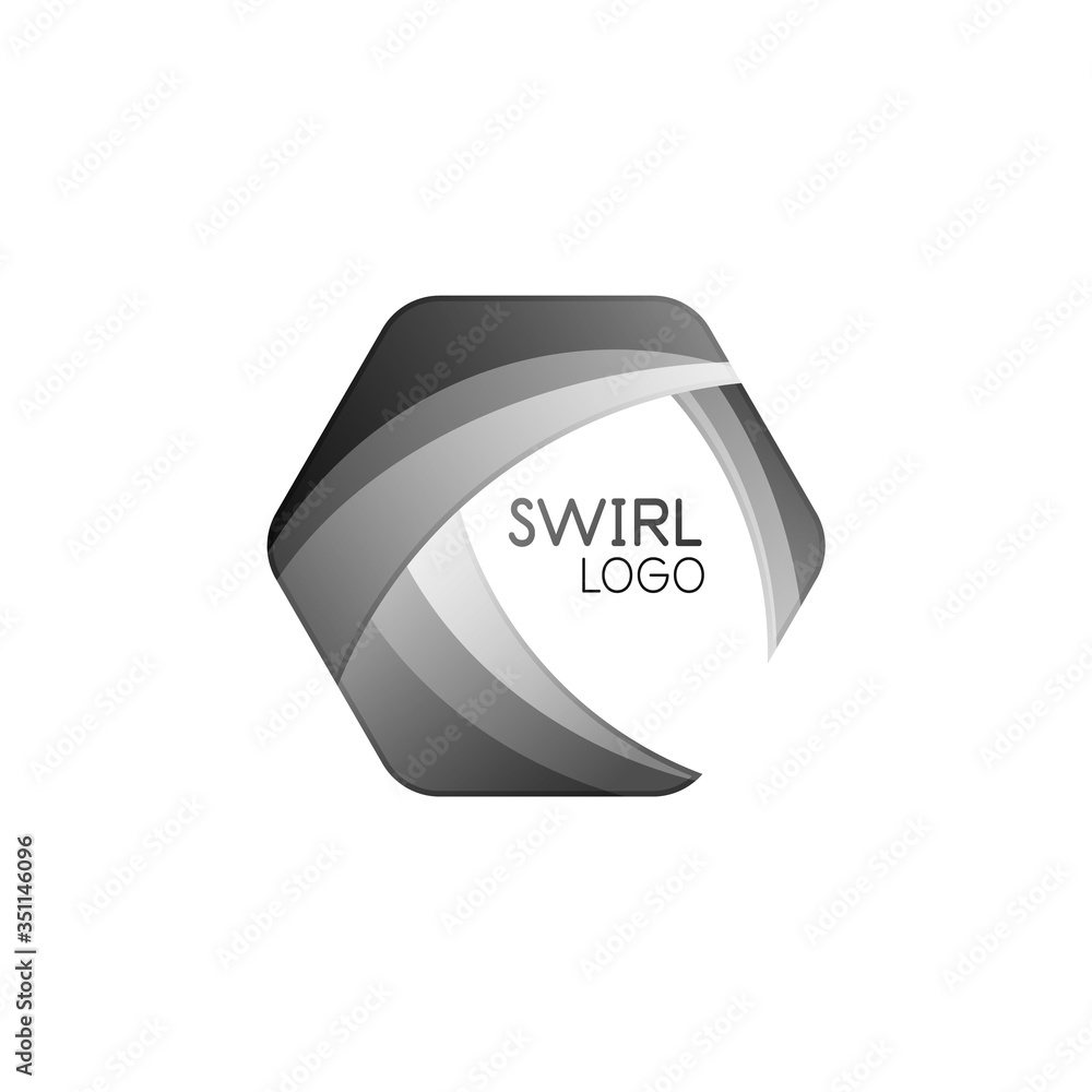 Business hexagon vector logo icon template made of swirl lines and waves Business hexagon vector logo icon template made of swirl lines and waves