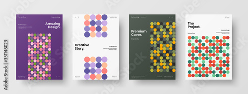 Company identity brochure template collection. Business presentation vector A4 vertical orientation front page mock up set. Corporate report cover abstract geometric illustration design layout bundle.