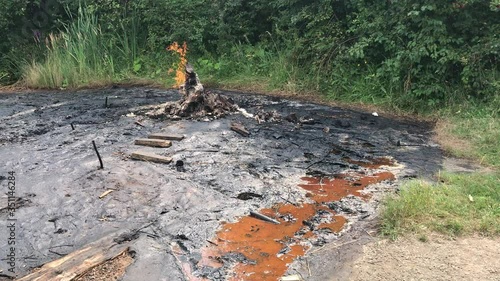 Mud volcano in the village of Starunia, Ivano-Frankivsk region, Ukraine.  Mud volcano Starunia is natural monument in village of Starunia in western Ukraine. photo