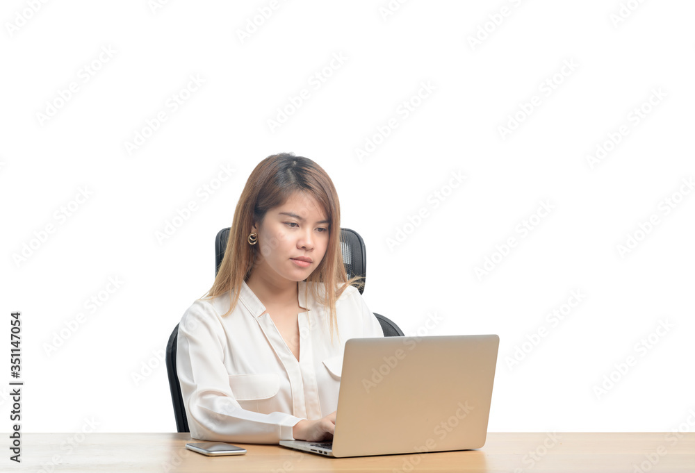 Shot of a young thoughtful woman working on a computer in her home office, asian small business sme concept. Shot of a young thoughtful woman working on a computer in her home office, asian small business sme concept.