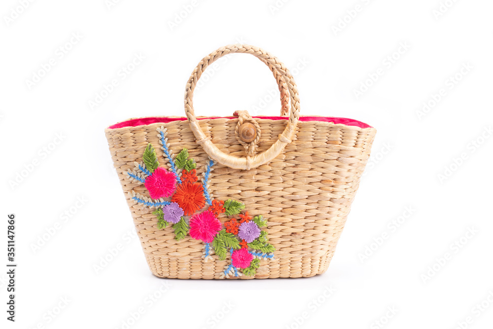 Woven Handmade Bag for Women,Thai handicraft woman basketry isolate on white background
